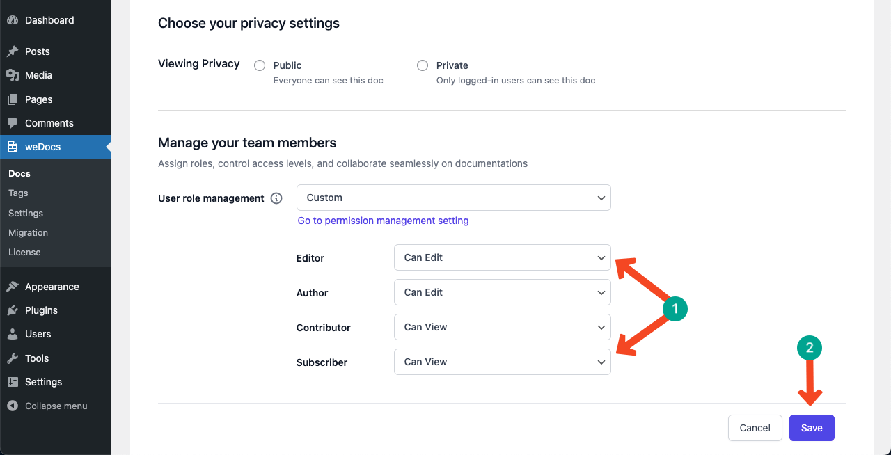 Set Roles For Users