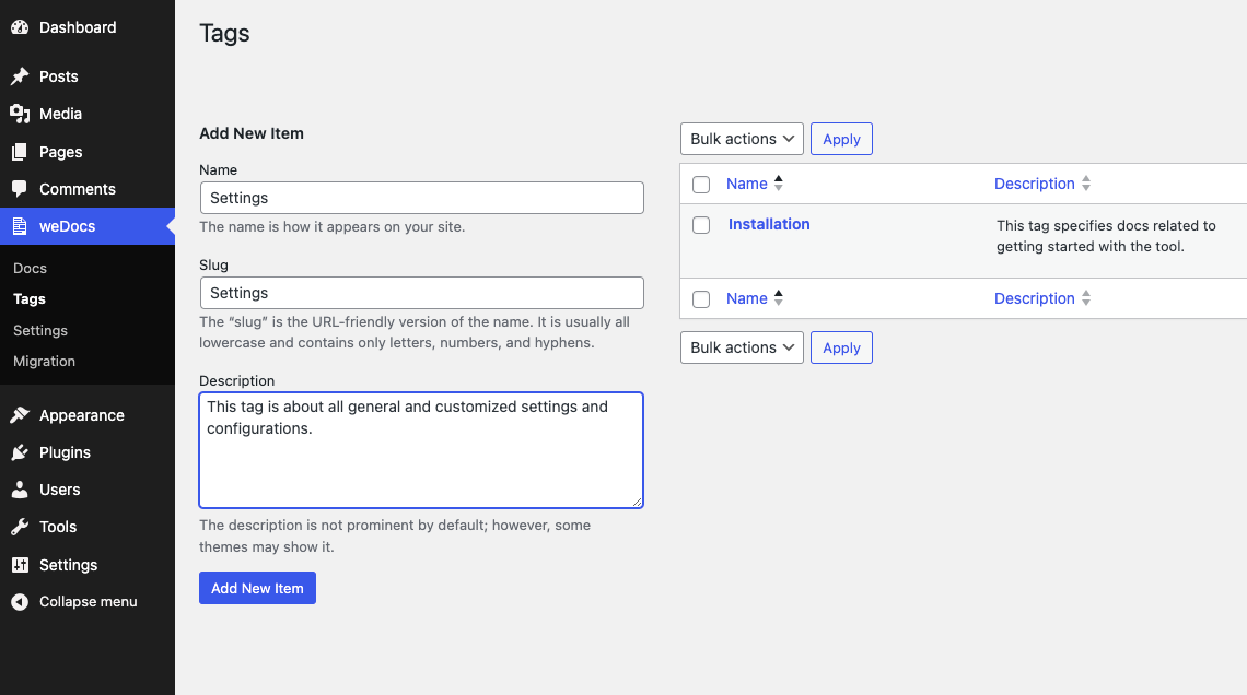 Add Essential Tags to the Docs