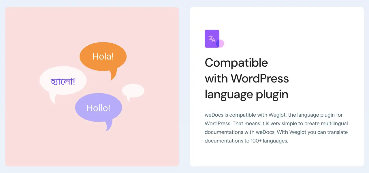 Multilingual support via weglot