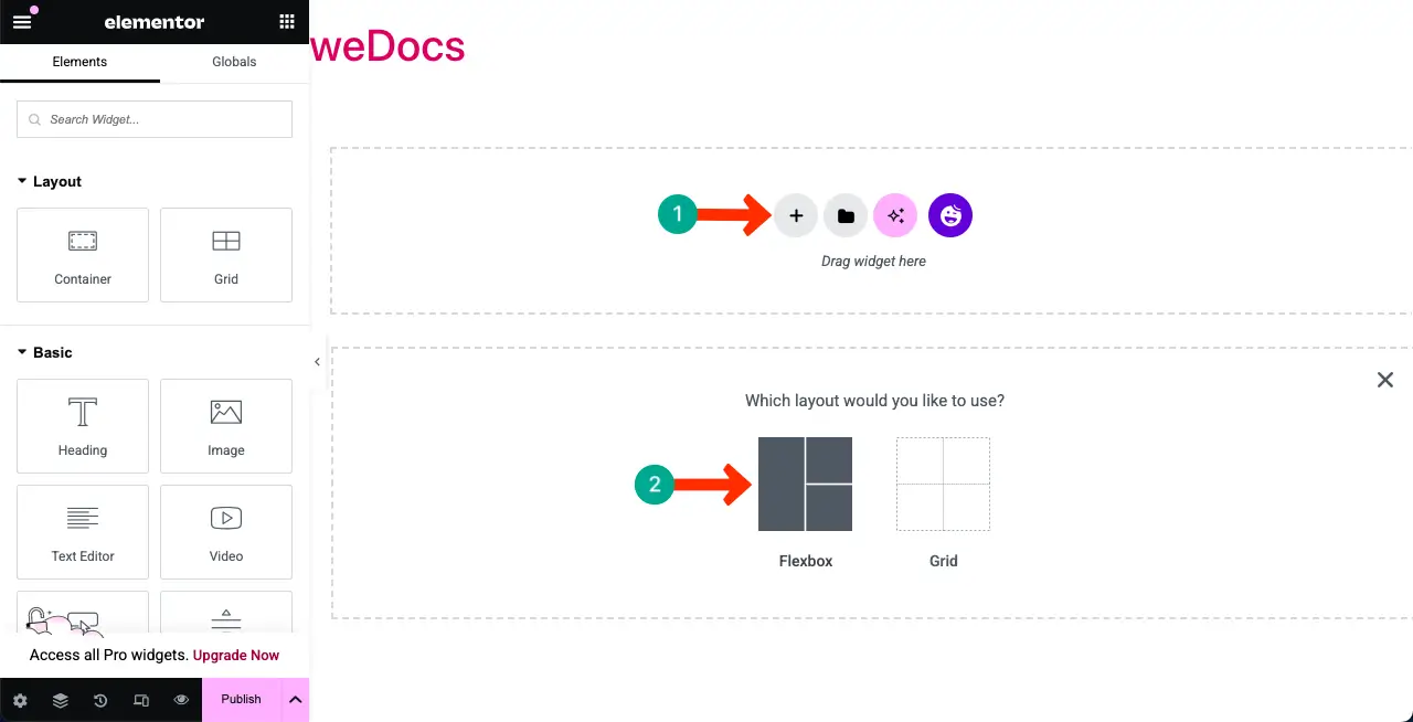 Create a flexbox container