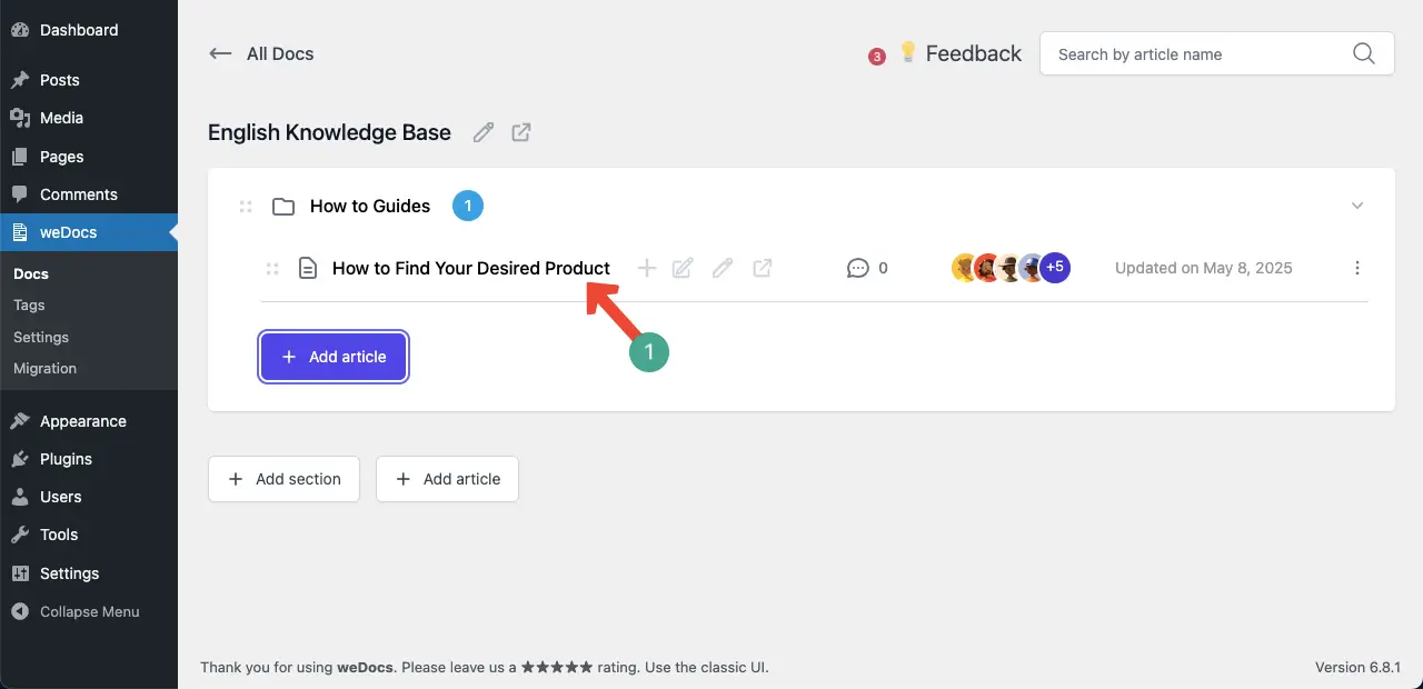Open the knowldge base article