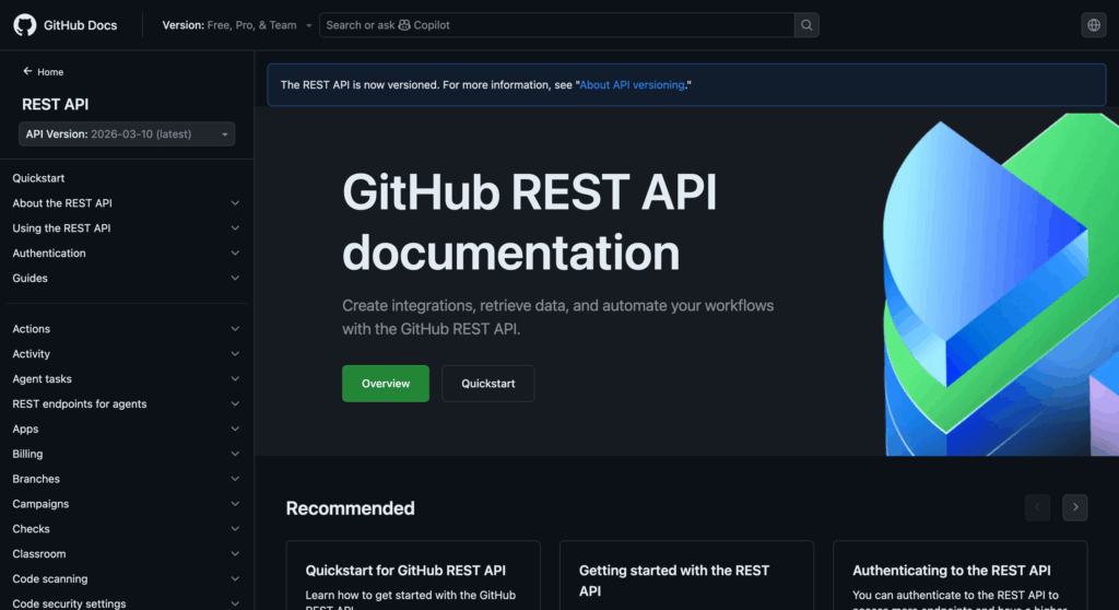 Gihub Rest Api documentation