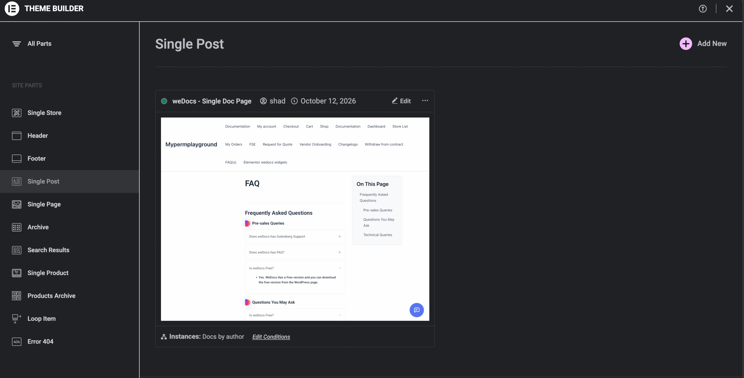 Elementor Template